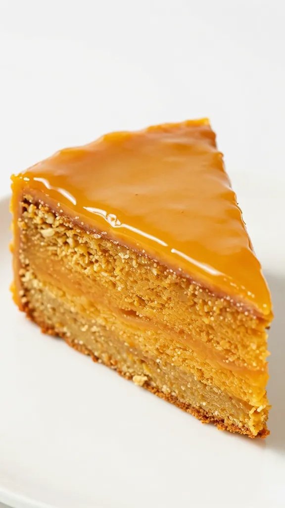 Closeup pumpkin sheet cake slice with glossy glaze