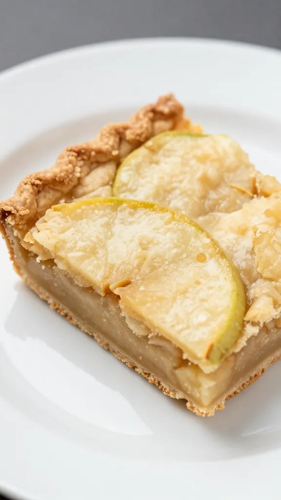 closeup of a single slice of apple pie bars on white plate, flaky crust edge