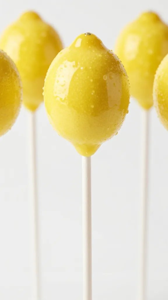 closeup of glossy lemon glaze dripping on lemon cake pop