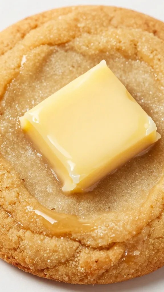 closeup of buttered brown-sugar cookie, glossy surface