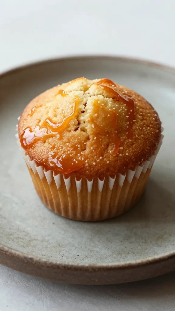 single mug cake on rustic plate, glossy glaze catching natural light